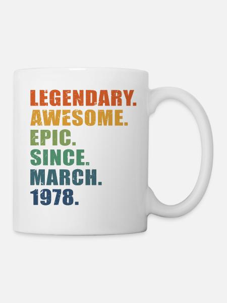 45. Geburtstag, März 1978, 45-jähriges Jubiläum - Tasse - Weiß
