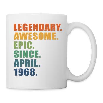 55. Geburtstag, April 1968, 55-jähriges Jubiläum - Tasse - Weiß - Rechts