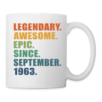 60. Geburtstag, September 1963, 60-jähriges Jubiläum - Tasse - Weiß - Rechts