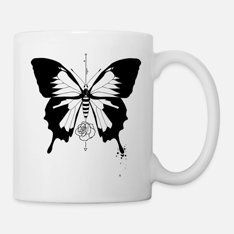 Papillon à la rose - Mug blanc - blanc
