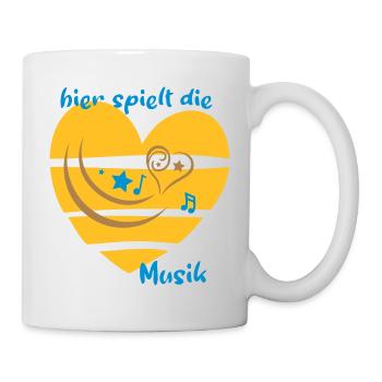 Musik, Herz, Noten - Tasse - Weiß - Rechts