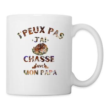 j peux pas j ai chasse avec mon papa - Mug blanc - blanc - Droite