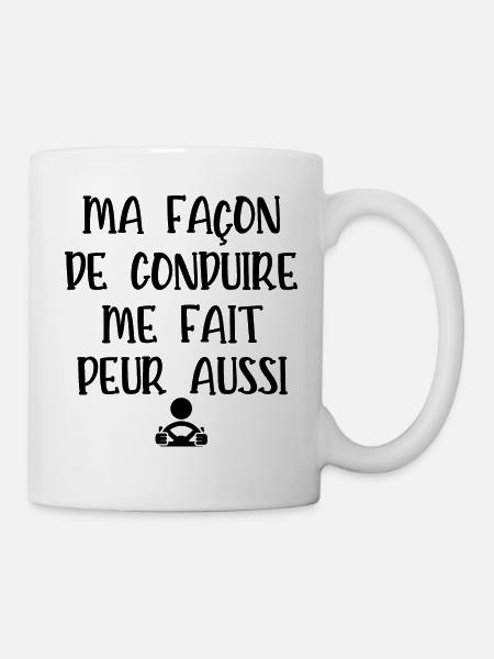ma façon de conduire me fait peur aussi - Mug blanc - blanc