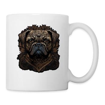 Kleiner Mops mit Ornamenten - Tasse - Weiß - Rechts
