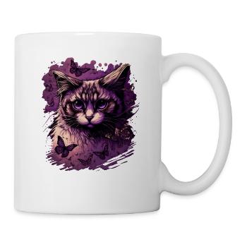 Maine-Coon-Katze - Tasse - Weiß - Rechts