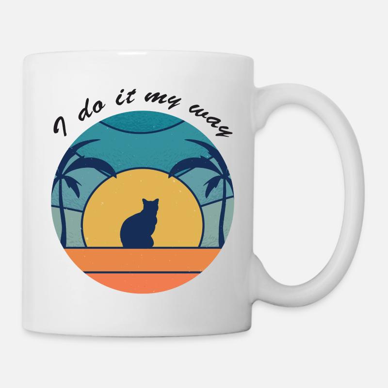 Palmen Katze - Tasse - Weiß