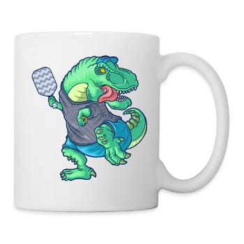 Pickleball Saurus Dinosaur T-Rex avec raquette - Mug blanc - blanc - Droite