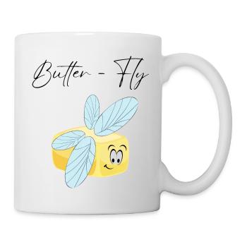Funny Butter Fly, Butterfly - Mug - white - Right