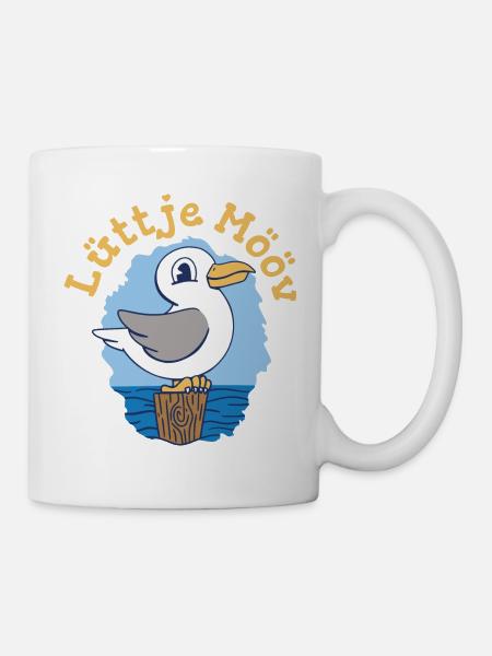 Lüttje Mööv Plattdeutsch kleine Möwe - Tasse - Weiß