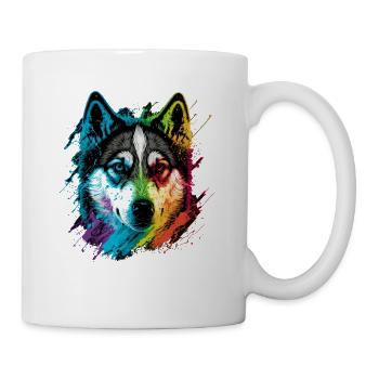 Husky arc-en-ciel - Mug blanc - blanc - Droite