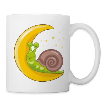 Funny snail resting on the moon - Mug - white - Right