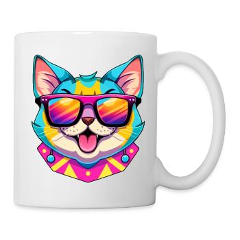 Chat cool avec des lunettes de soleil - Mug blanc - blanc - Droite