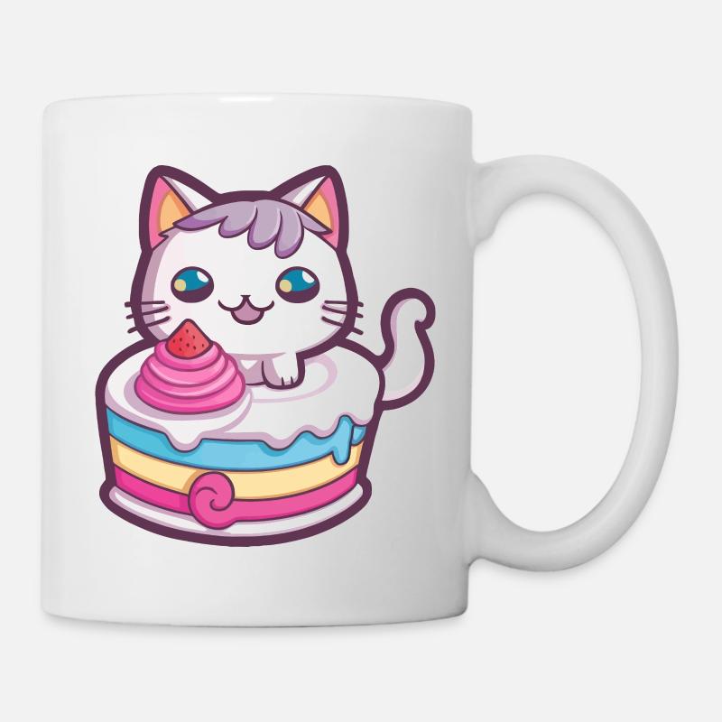 Chat gateau - Mug blanc - blanc