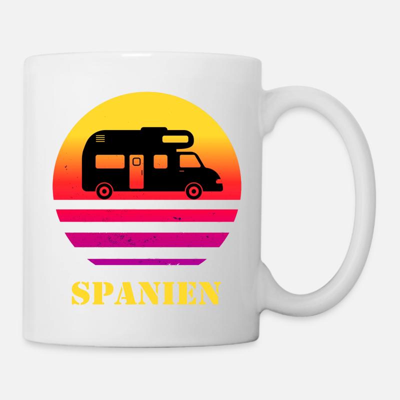 Spain Camper Van Retro Sunset Vintage - Mug - white