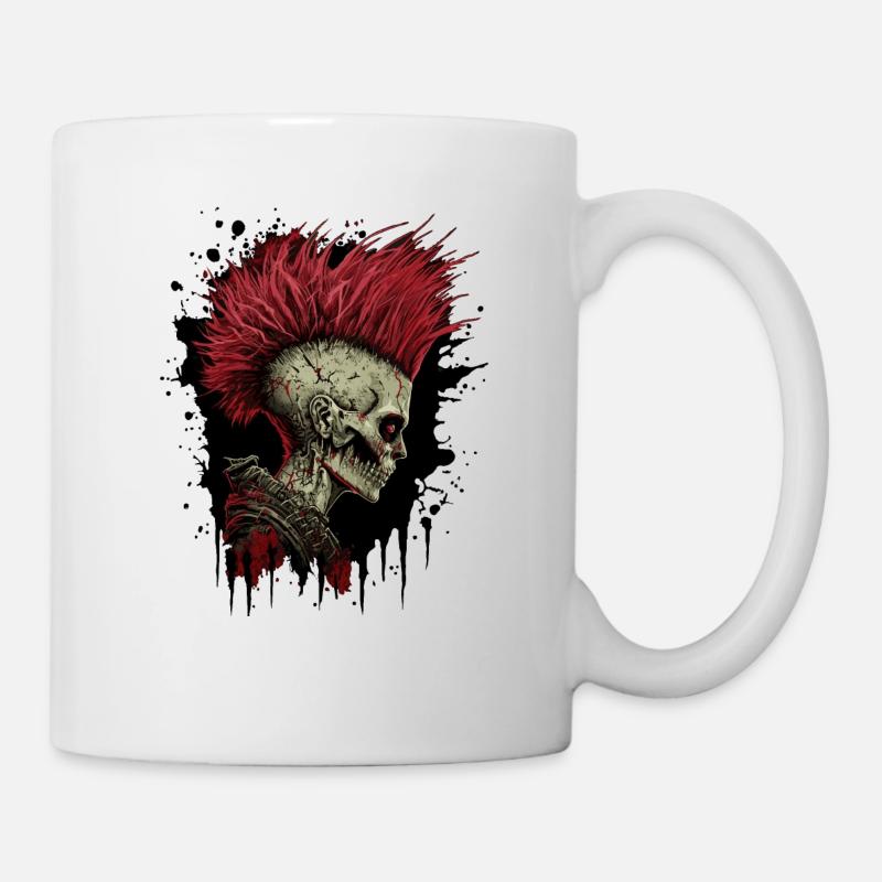 Horreur Punk Zombie Crâne - Mug blanc - blanc