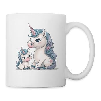 Mama zwei Einhörner großes und kleines Einhorn - Tasse - Weiß - Rechts