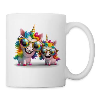 Einhorn zwei Party Einhörner Festival Einhornmotiv - Tasse - Weiß - Rechts