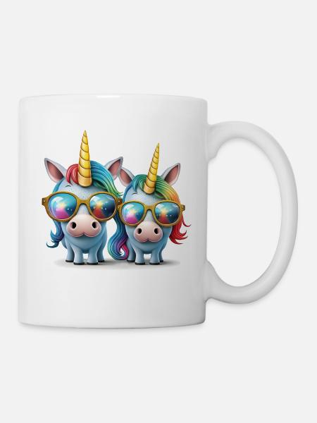 Einhorn zwei Einhörner Festival Einhornshirt Party - Tasse - Weiß