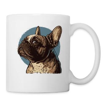 Französische Bulldogge - Tasse - Weiß - Rechts