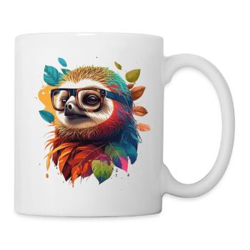 Colorful sloth, smart and educated with glasses - Mug - white - Right