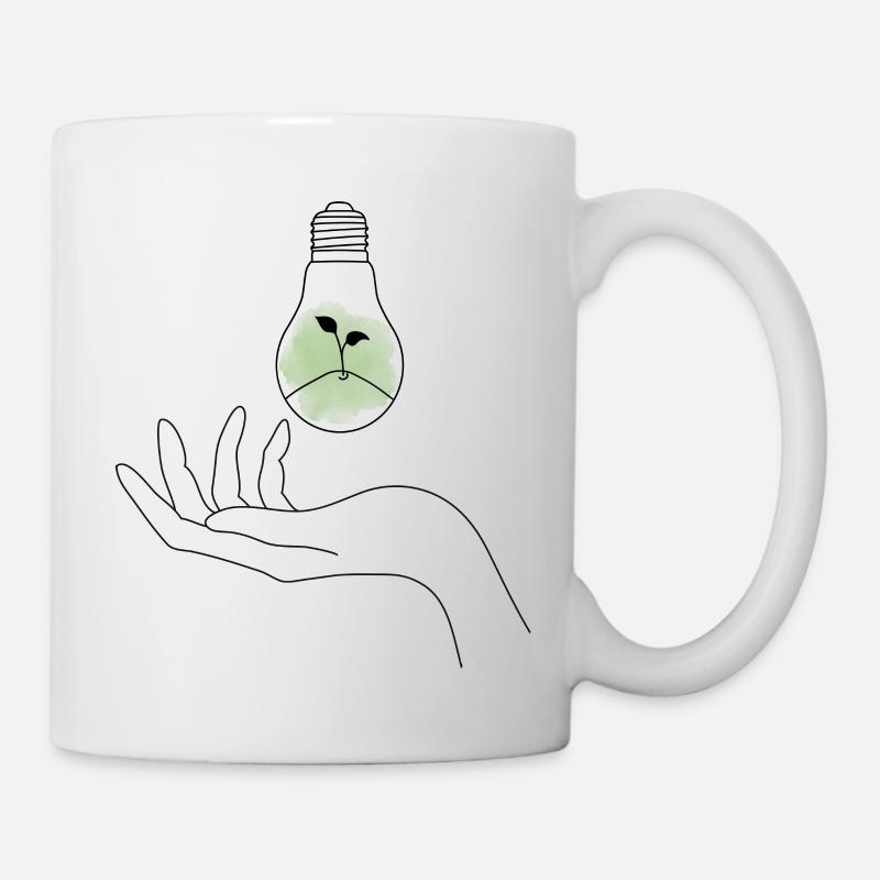 Hand Blume Glühbirne Wunder - Tasse - Weiß
