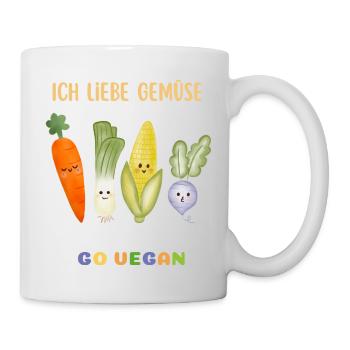 Ich liebe Gemüse | Vegan Kinder Veggie | Geschenk - Tasse - Weiß - Rechts