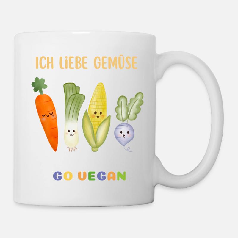 Ich liebe Gemüse | Vegan Kinder Veggie | Geschenk - Tasse - Weiß