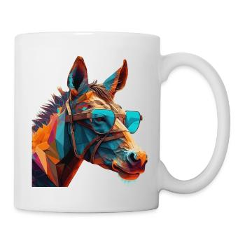 L’âne comme vecteur et polygone avec des lunettes intelligentes - Mug blanc - blanc - Droite