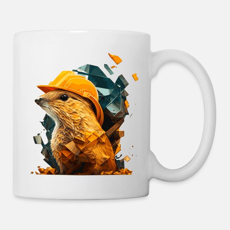 Dieses Erdhörnchen ist für Arbeitsschutz mit Helm - Tasse - Weiß