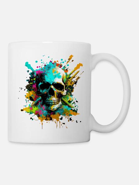Psychedelischer Schädel - Tasse - Weiß