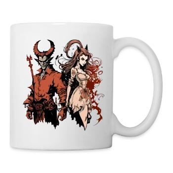 Der Teufel und die Hexe - Tasse - Weiß - Rechts