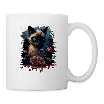 Siamese cat with red rose - Mug - white - Right