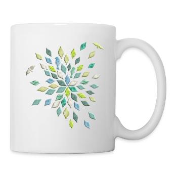 Feuilles et oiseaux en motif de fleurs - Mug blanc - blanc - Droite