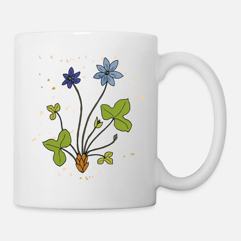 Leberblümchen, Heilpflanze - Tasse - Weiß