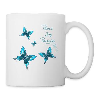 Schmetterlinge blau Peace Joy Pancake - Tasse - Weiß - Rechts