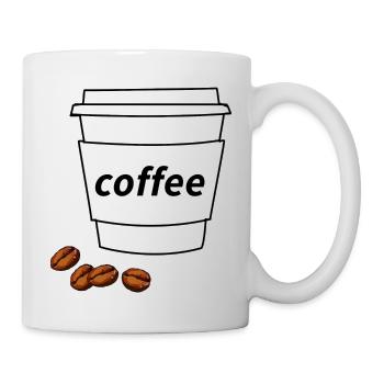Becher mit 4 Kaffeebohnen - Tasse - Weiß - Rechts