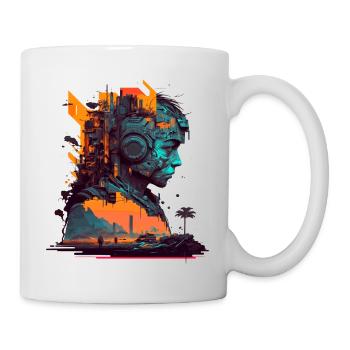 Top-class sci-fi artwork with cyborg - Mug - white - Right