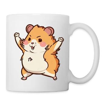 Kawaii Süße Fröhliche Bunte Hamster Tanzen - Tasse - Weiß - Rechts