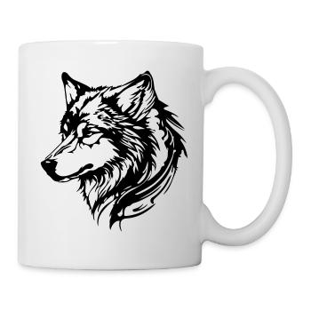 Wolf Kopf - Tasse - Weiß - Rechts