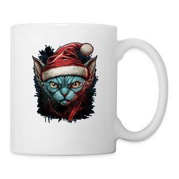 Siamkatze mit Weihnachtsmannmütze - Tasse - Weiß - Rechts