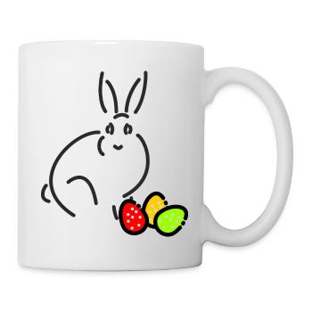 The Easter Bunny with colourful Easter eggs - Mug - white - Right