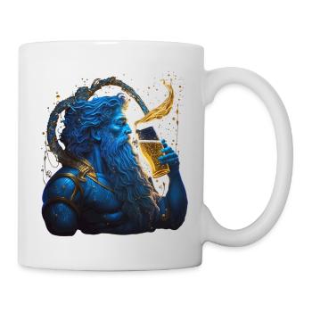 Mythologie: Le dieu romain Neptune boit sa bière - Mug blanc - blanc - Droite