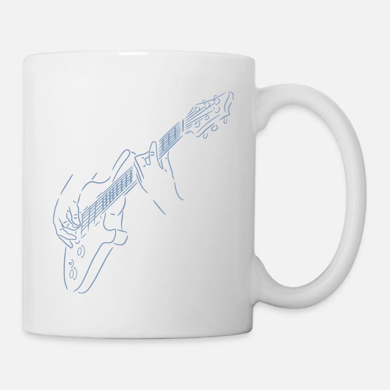 Regenbogenfarbener Gitarrist. Elektrogitarre. - Tasse - Weiß