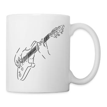 Black silhouette of a guitarist. Electric Guitar - Mug - white - Right
