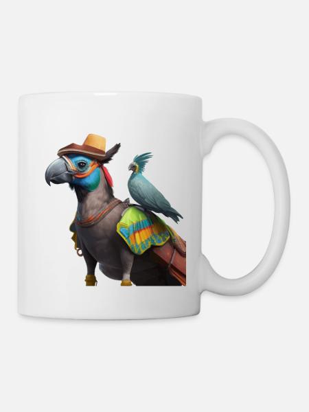 Papagei mit Kumpel Geschenk - Tasse - Weiß