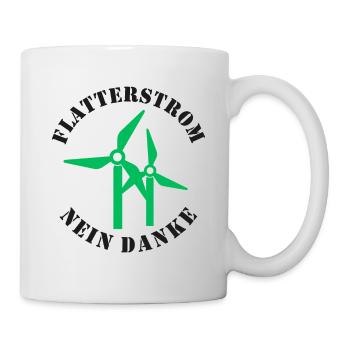 Flatterstrom Nein Danke, Windkraft Nein Danke - Tasse - Weiß - Rechts