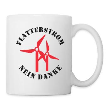 Flatterstrom Nein Danke, Windkraft Nein Danke - Tasse - Weiß - Rechts