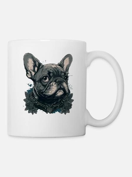 Bouledogue français avec des fleurs - Mug blanc - blanc