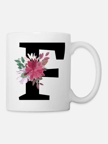 Lettre f floral - Mug blanc - blanc
