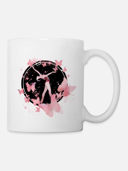 rhönrad,rad,tuniererin, sportlerin,bunt,graffiti - Tasse - Weiß